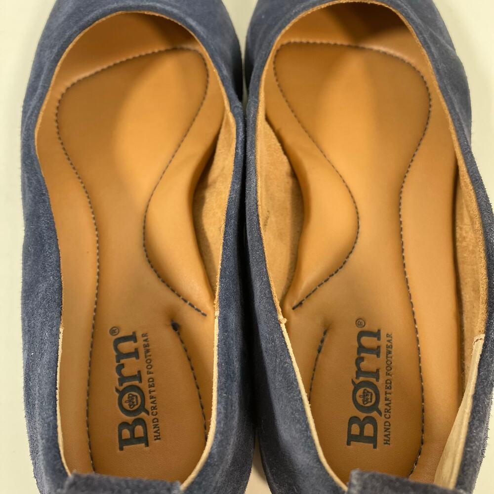 Born Beca Sz 7.5 Suede Slip-On Ballet Flats Blue Comfy Padded Insole - Picture 14 of 16